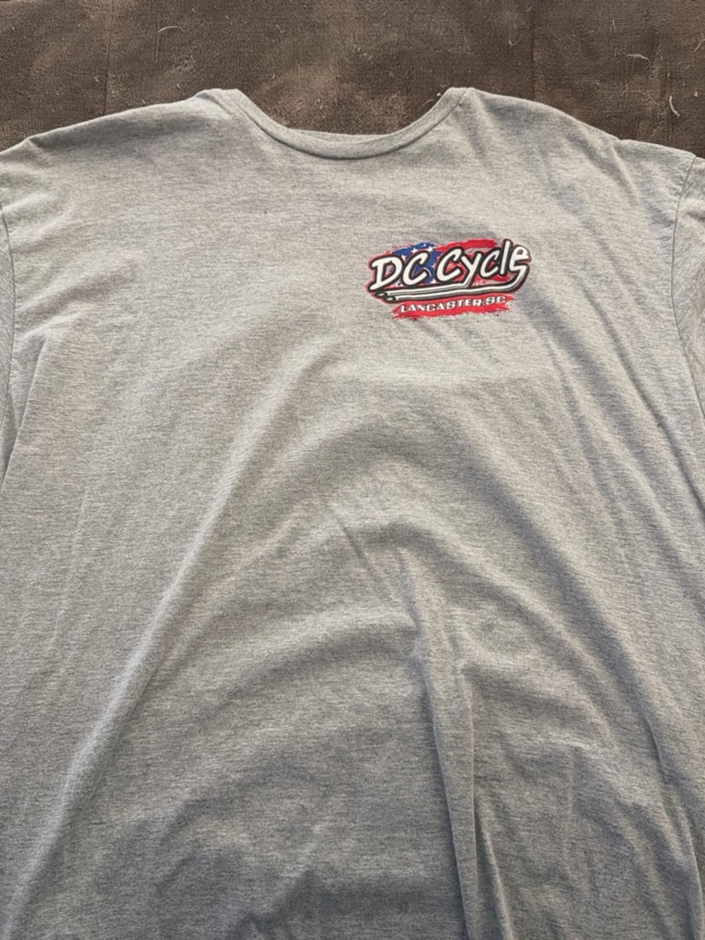 Gildan Men's Short Sleeve T-Shirt in Light Gray with Red & Navy Logo